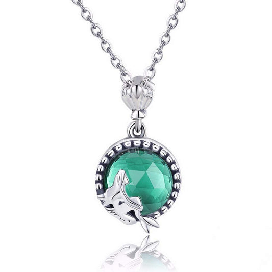 PAHALA 925 Sterling Silver Romantic Fairy Story Light Green Pendant Necklace