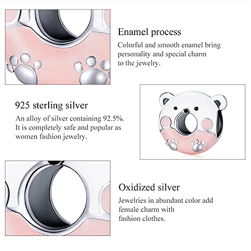PAHALA 925 Sterling Silver Lovely Enamel Animal Sweet Donut Charm Beads