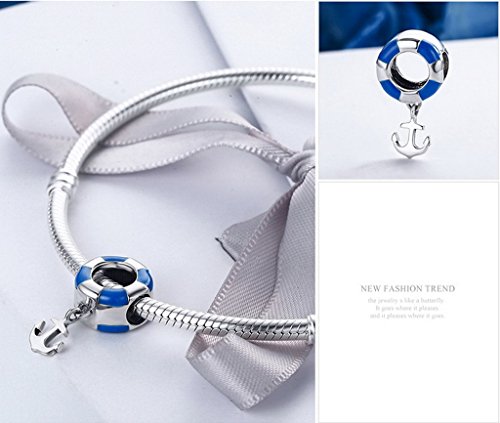 PAHALA 925 Strling Silver Ocean Lifeboy Navy Anchor Charms Fit Bracelets Necklace