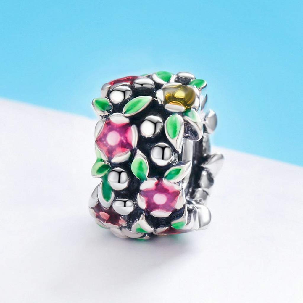 PAHALA 925 Strling Silver Flower Wall Spacer Enamel Charms
