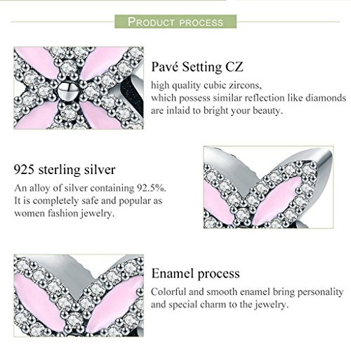 PAHALA 925 Sterling Silver Romantic Pink Lilac with Crystals Charm Bead