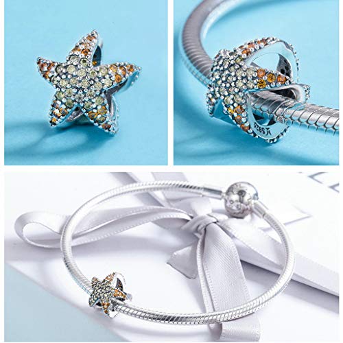 PAHALA 925 Strling Silver Ocean Star Starfish Crystals Charms