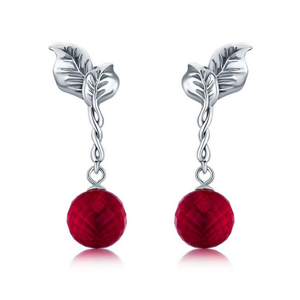 PAHALA 925 Sterling Silver Summer Fruit Red Crystal Drop Earrings