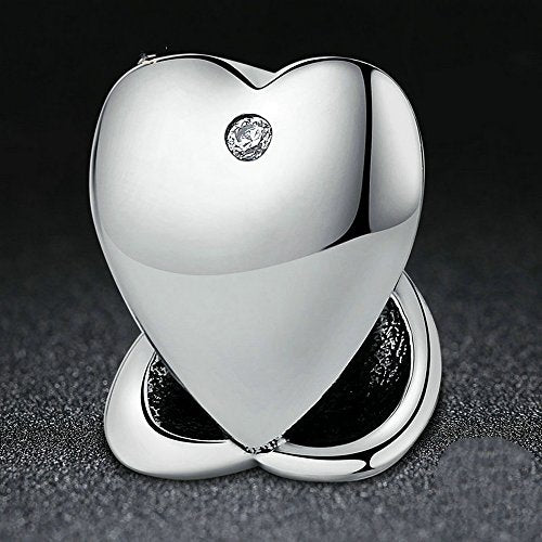 PAHALA 925 Strling Silver Romantic Love Heart Shaped Crystals Enamel Charms Pendant Fit Bracelets Necklace