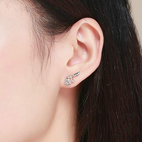 PAHALA 925 Sterling Silver Cute Crystal Fox Stud Earrings