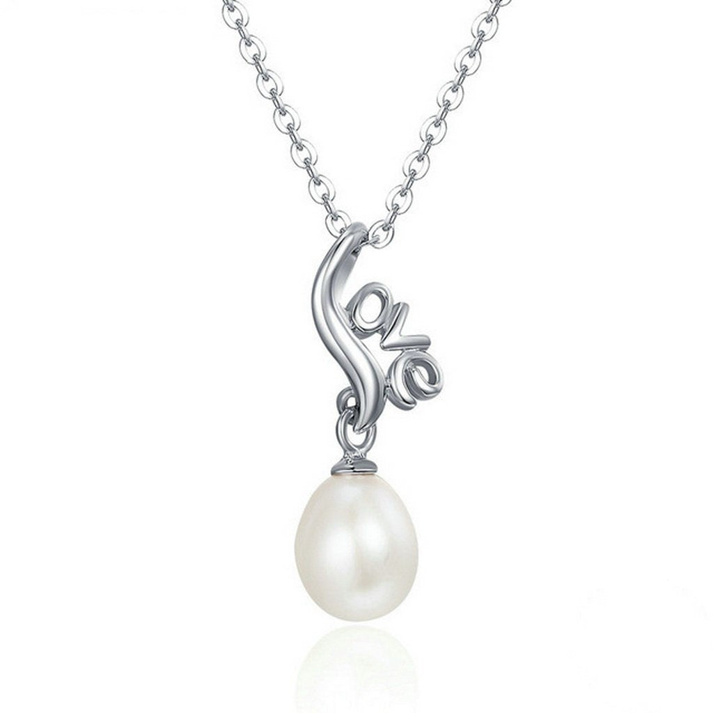 PAHALA 925 Sterling Silver Luminous Love Pearl Pendant Necklace