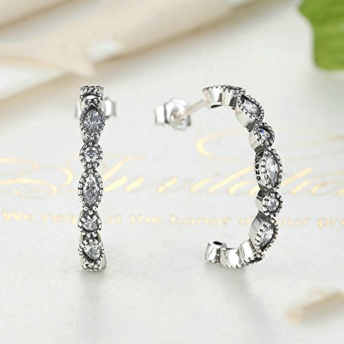 PAHALA 925 Sterling Silver Long Crystals Flowers Stud Pendant Party Wedding Earring