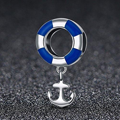 PAHALA 925 Strling Silver Ocean Lifeboy Navy Anchor Charms Fit Bracelets Necklace
