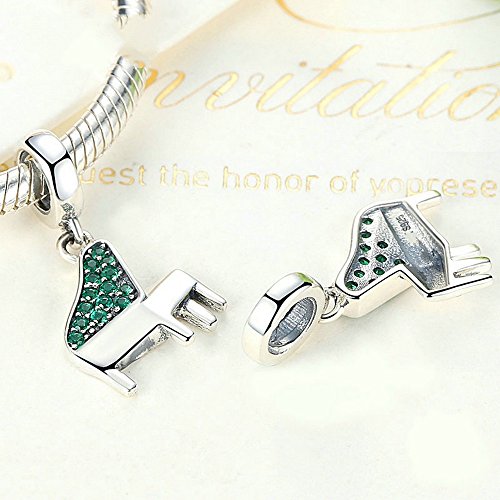 PAHALA 925 Strling Silver Green Crystals Piano Charms Pendant Fit Bracelets Necklace