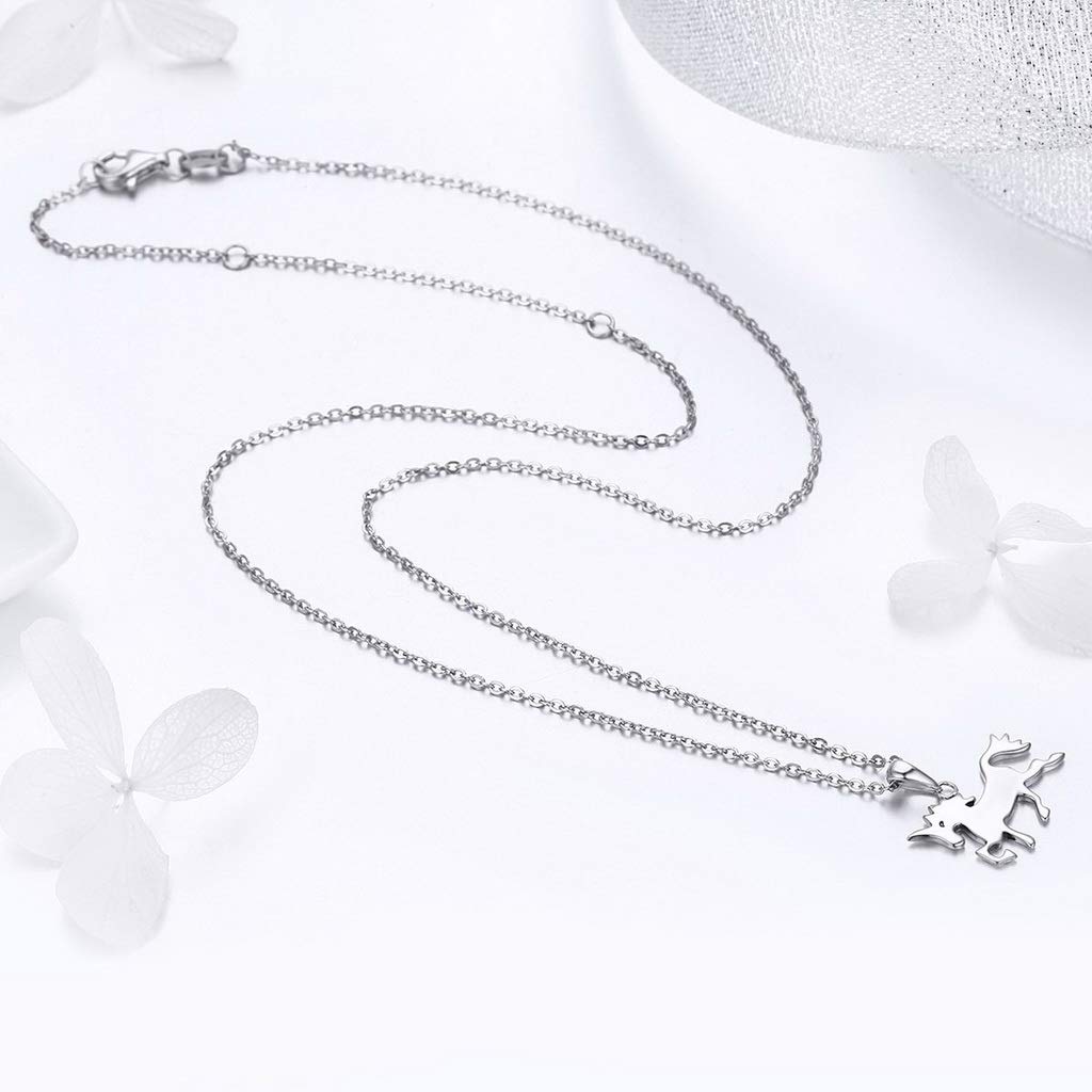 PAHALA 925 Sterling Silver Cute Horse Love Pendant Necklace
