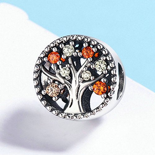 PAHALA 4 Styles 925 Sterling Silver Colorful Tree Beads Charms Fit Bracelets