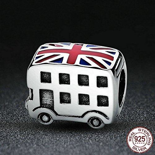 PAHALA 925 Strling Silver UK Bus Shaped Charms Fit Bracelets Necklace