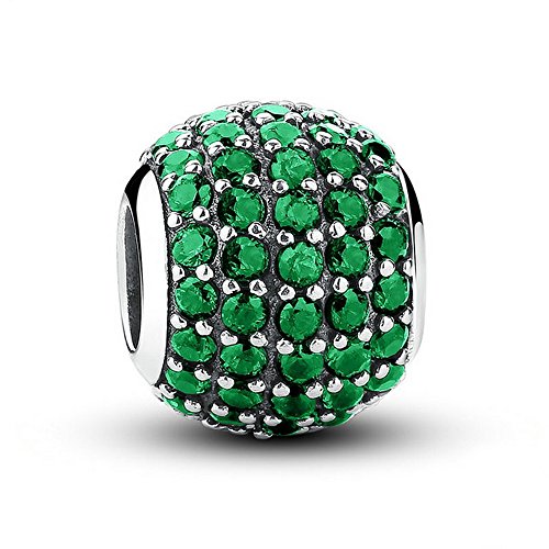 PAHALA 925 Strling Silver 2 Styles Colorful Round Charms Fit Bracelets Necklace