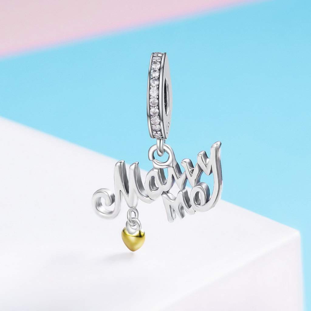 PAHALA 925 Strling Silver Marry Me Heart Crystals Charms