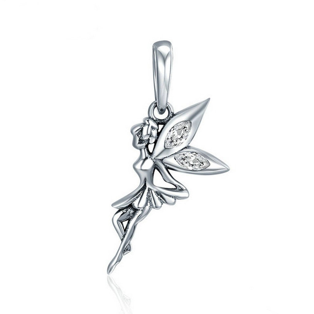 PAHALA 925 Sterling Silver Flower Fairy Dangle Pendant Charm Bead