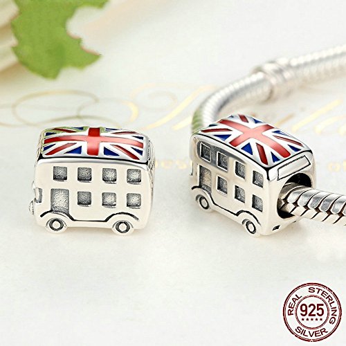 PAHALA 925 Strling Silver UK Bus Shaped Charms Fit Bracelets Necklace