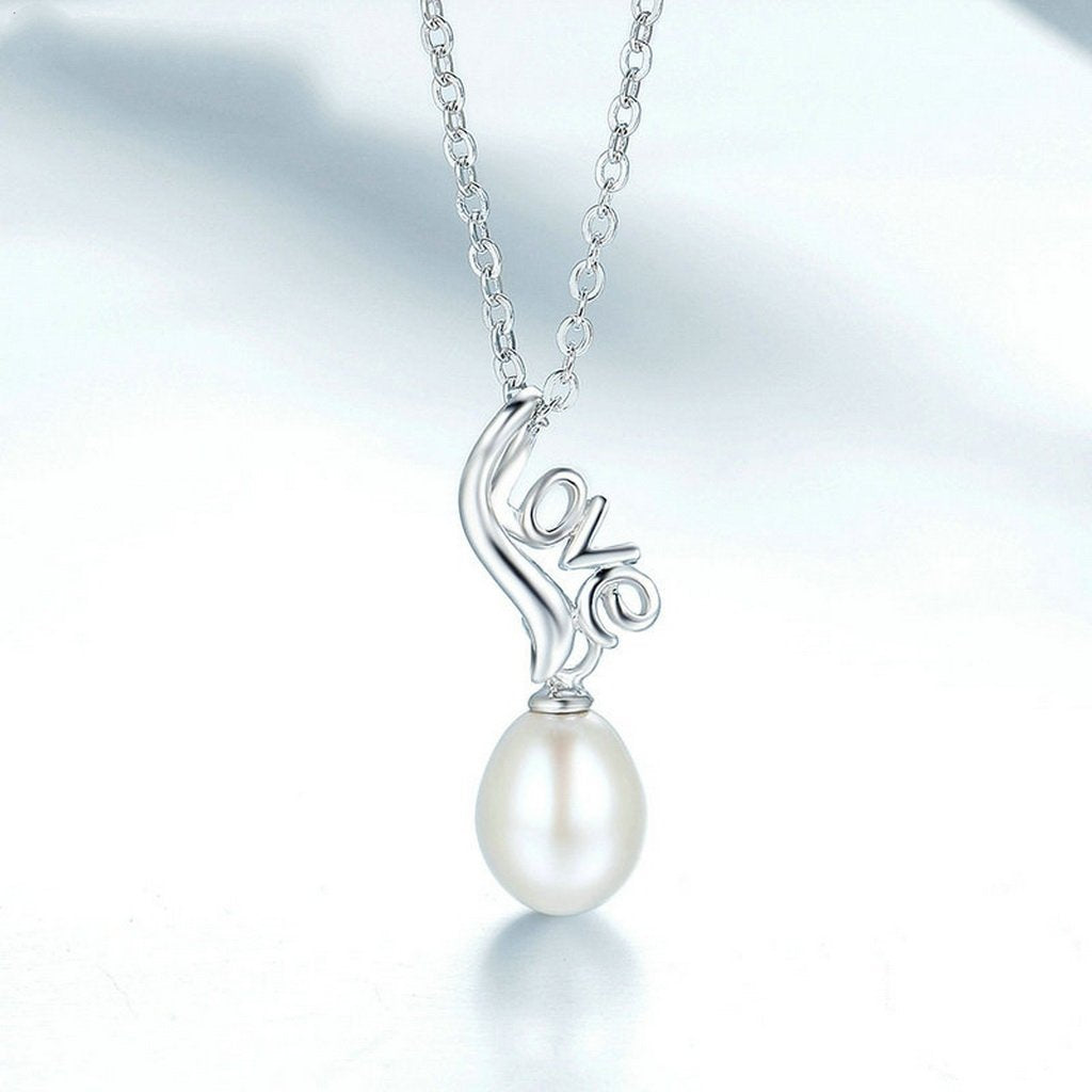 PAHALA 925 Sterling Silver Luminous Love Pearl Pendant Necklace