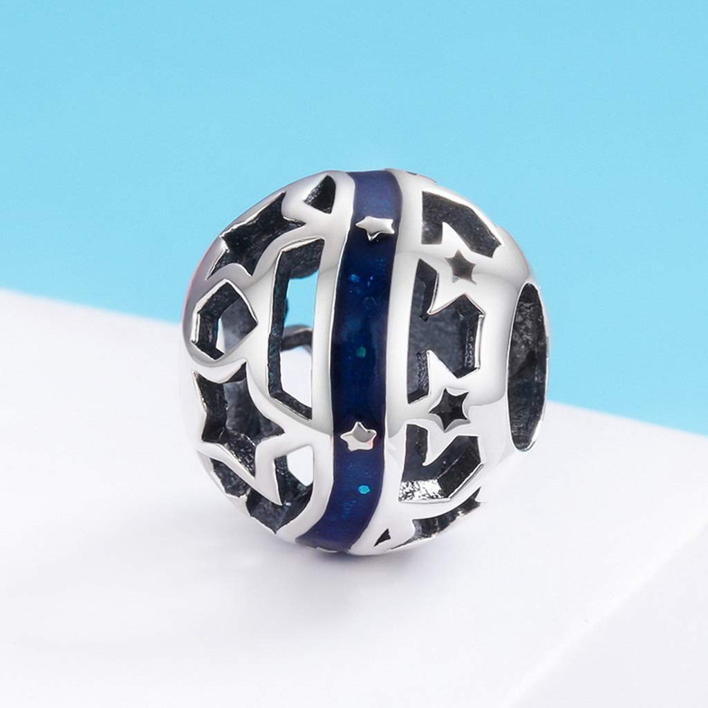 PAHALA 925 Strling Silver Galaxy Star Blue Enamel Charms