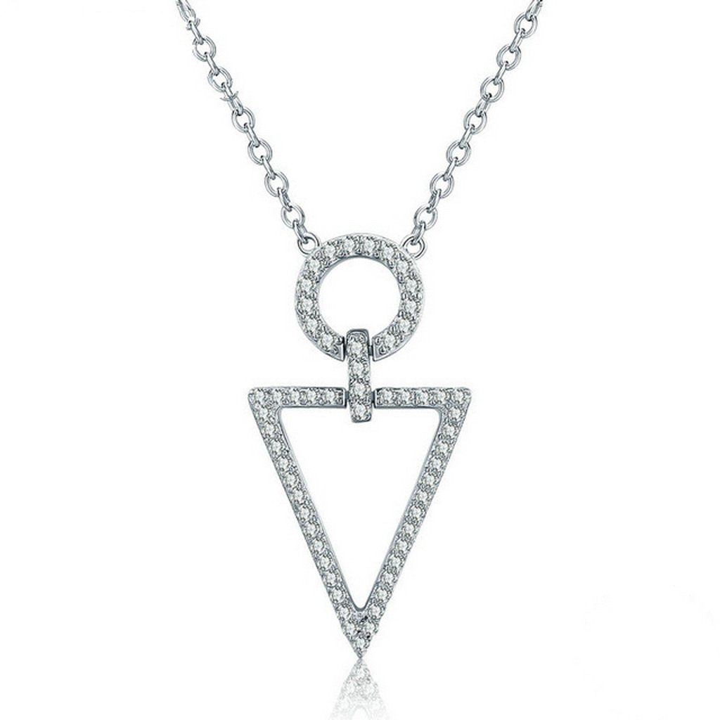 PAHALA 925 Sterling Silver Luxuriant Geometric with Crystals Pendant Necklace