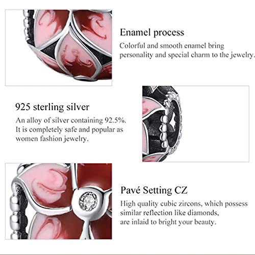 PAHALA 925 Sterling Silver Blooming Flowers With Crystals Charm Bead