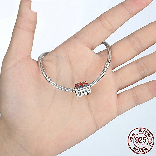 PAHALA 925 Strling Silver UK Bus Shaped Charms Fit Bracelets Necklace