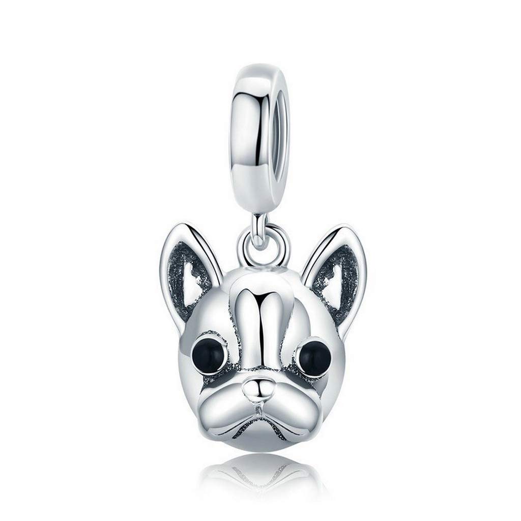 PAHALA 925 Strling Silver Cute Bulldog Pendant Charm Bead