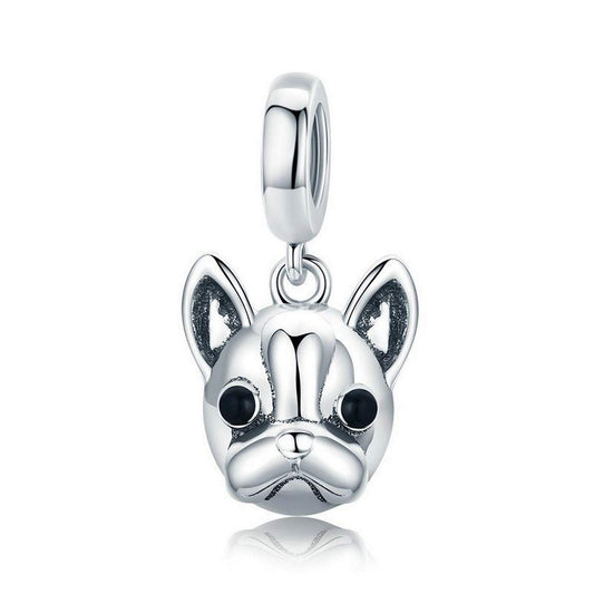 PAHALA 925 Strling Silver Cute Bulldog Pendant Charm Bead