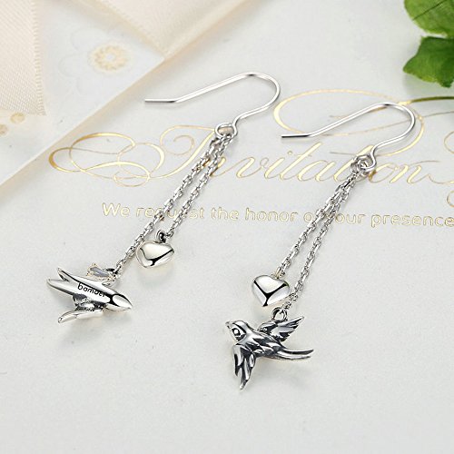 PAHALA 925 Sterling Silver Swallow Long Drop Party Wedding Earring