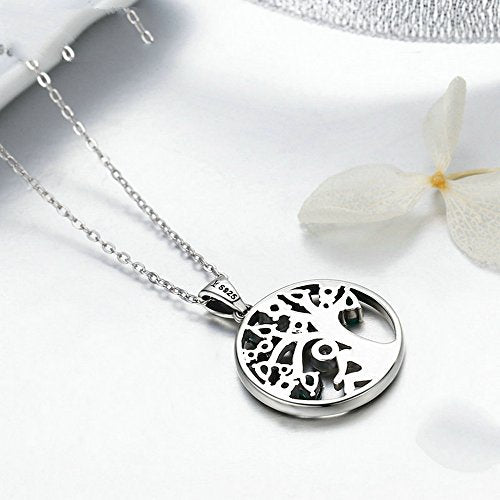 PAHALA 925 Sterling Silver Lovely Tree with Green Crystals Clear CZ Pendant Necklace