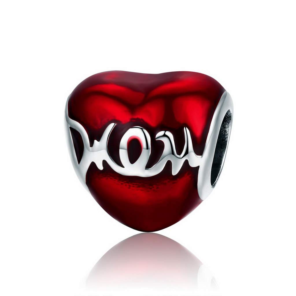 PAHALA 925 Strling Silver Mom Gentle Hand Enamel Charms