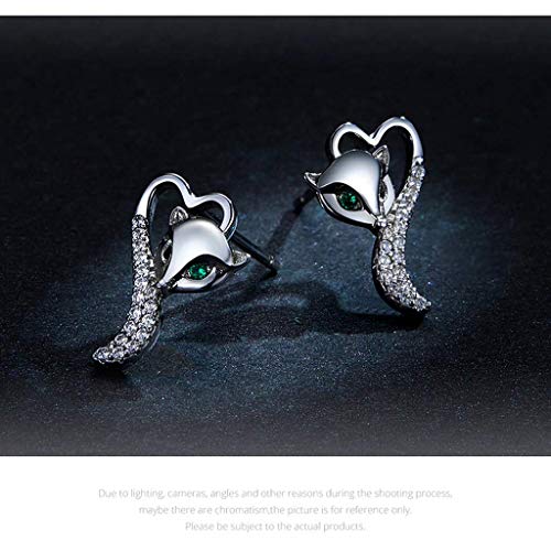PAHALA 925 Sterling Silver Fox Animal Stud With Crystals Stud Earrings