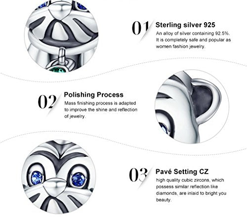 PAHALA 925 Sterling Silver Lovely Dog Animal Crystals Charms Beads