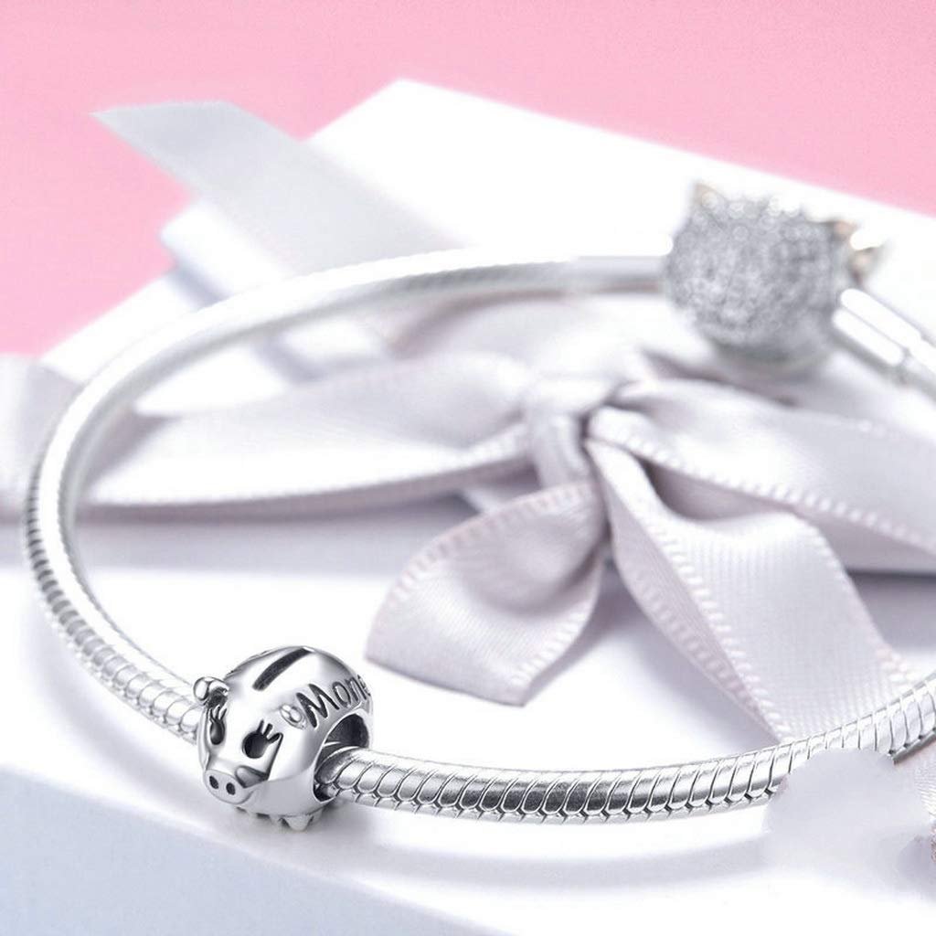 PAHALA 925 Strling Silver Pig Charms Piggy Beads Crystals Charms