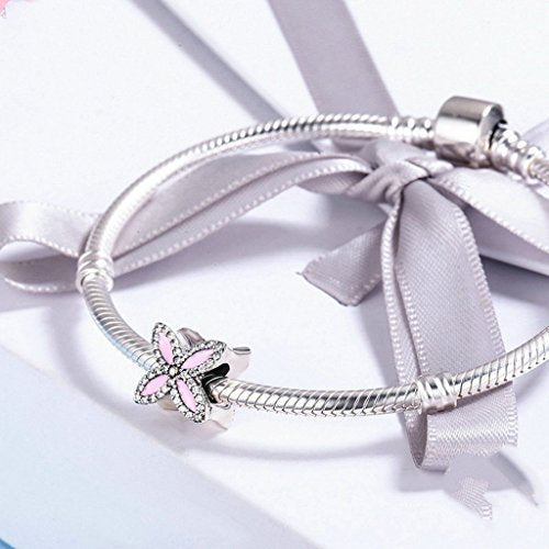 PAHALA 925 Sterling Silver Romantic Pink Lilac with Crystals Charm Bead