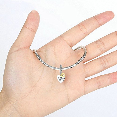PAHALA 925 Sterling Silver Engrave I Love You Forever Pendant Charm Fit Bracelet