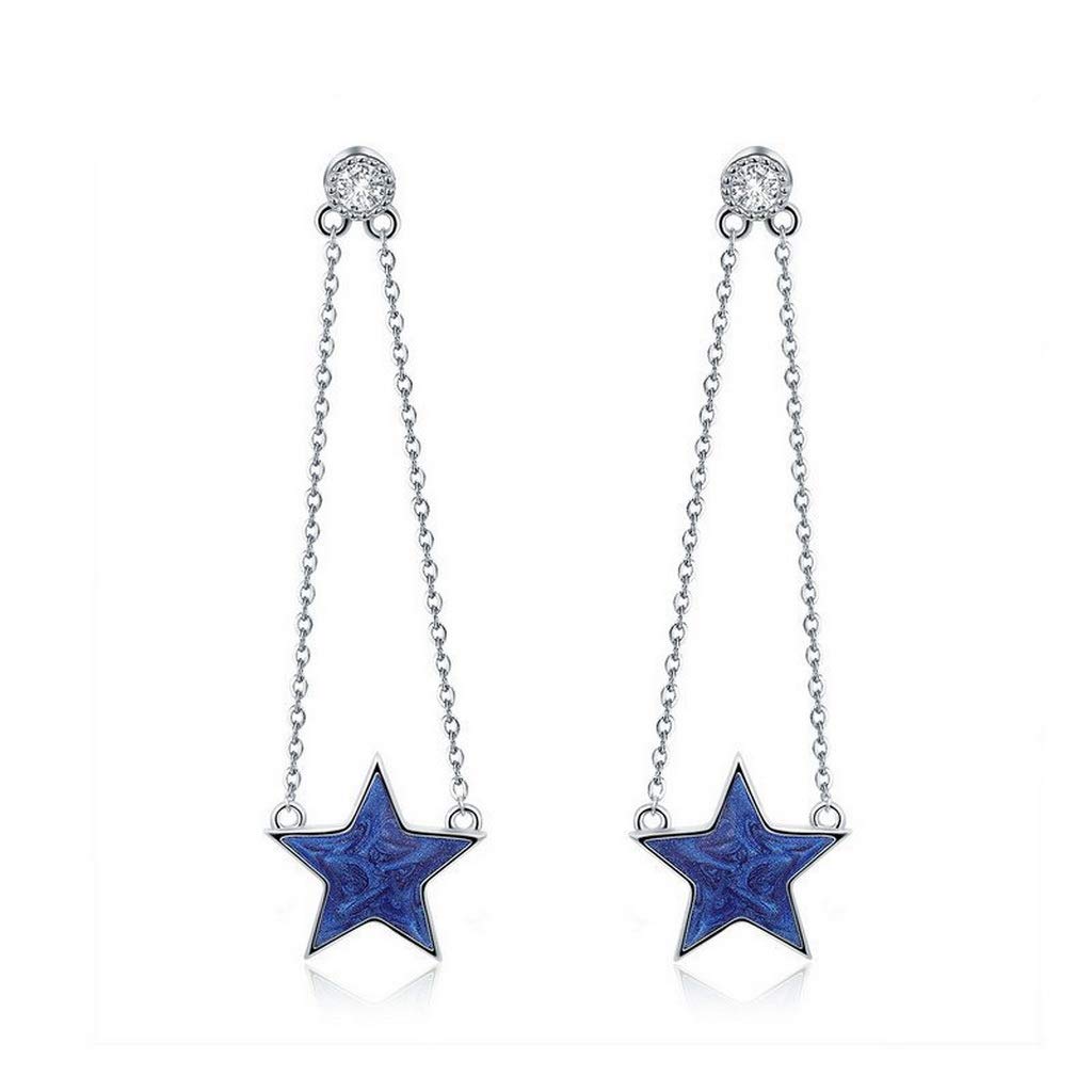 PAHALA 925 Sterling Silver Sparkling Star Chain Dangle Drop Earrings