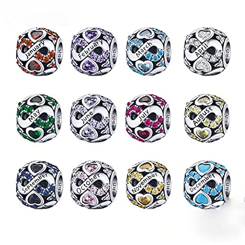 PAHALA 925 Sterling Silver Multiple Crystal Color Infinite Love Birthstone Charm Beads