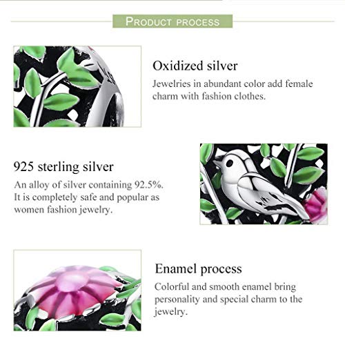 PAHALA 925 Strling Silver Bird in The Woods Enamel Charms