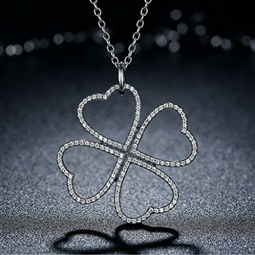 PAHALA 925 Sterling Silver Petals of Love with Crystals Clear CZ Pendant Necklace