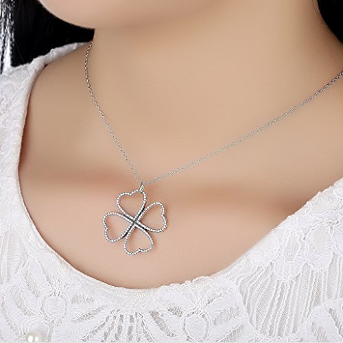 PAHALA 925 Sterling Silver Petals of Love with Crystals Clear CZ Pendant Necklace