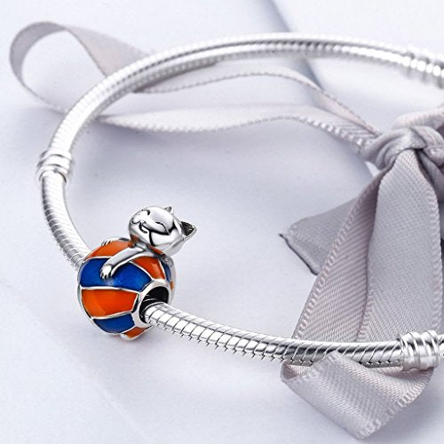 PAHALA 925 Strling Silver Colourful Cat Charms Fit Bracelets Necklace