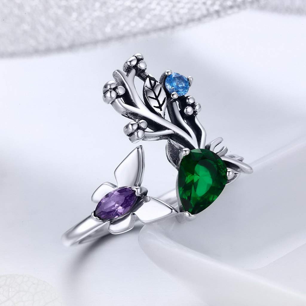 PAHALA 925 Strling Silver Butterfly Spring Garden Crystals Finger Weeding Party Ring