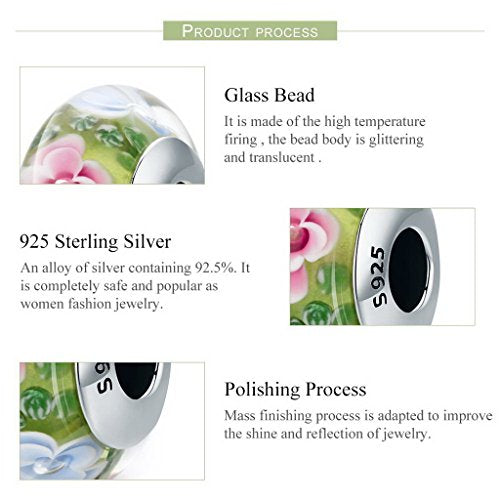 PAHALA 8 Styles 925 Sterling Silver Colorful Murano Glass Beads Charms