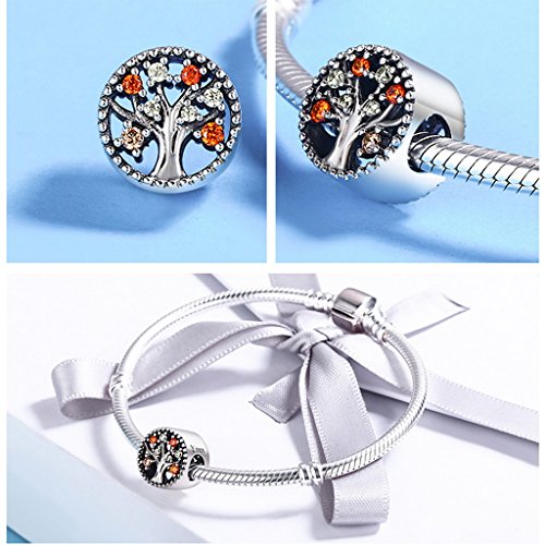 PAHALA 4 Styles 925 Sterling Silver Colorful Tree Beads Charms Fit Bracelets