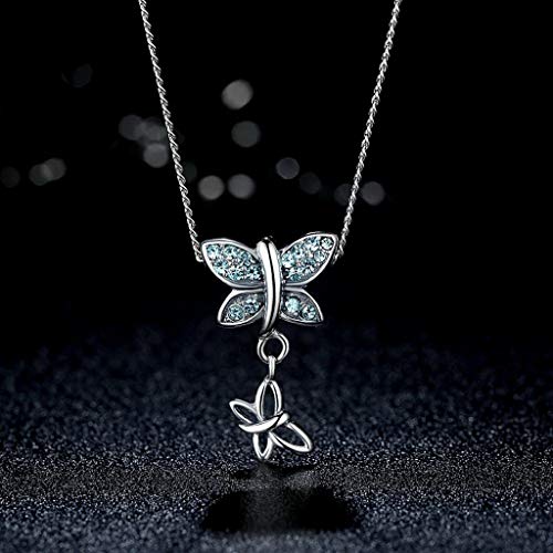 PAHALA 925 Strling Silver Blue Butterfly Bead with Crystals Charm Bead