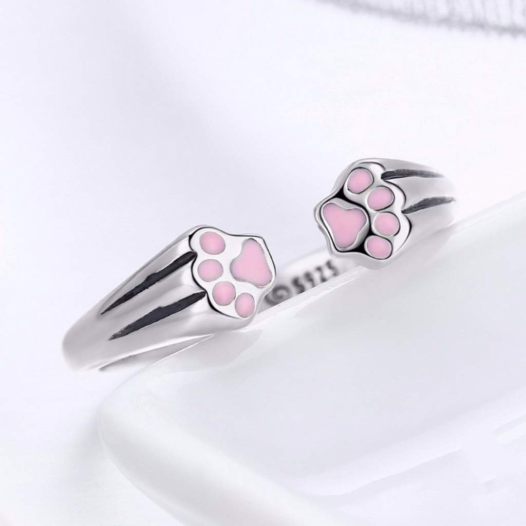PAHALA 925 Strling Silver Animal Footprints Finger Weeding Party Ring
