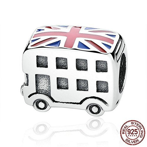 PAHALA 925 Strling Silver UK Bus Shaped Charms Fit Bracelets Necklace