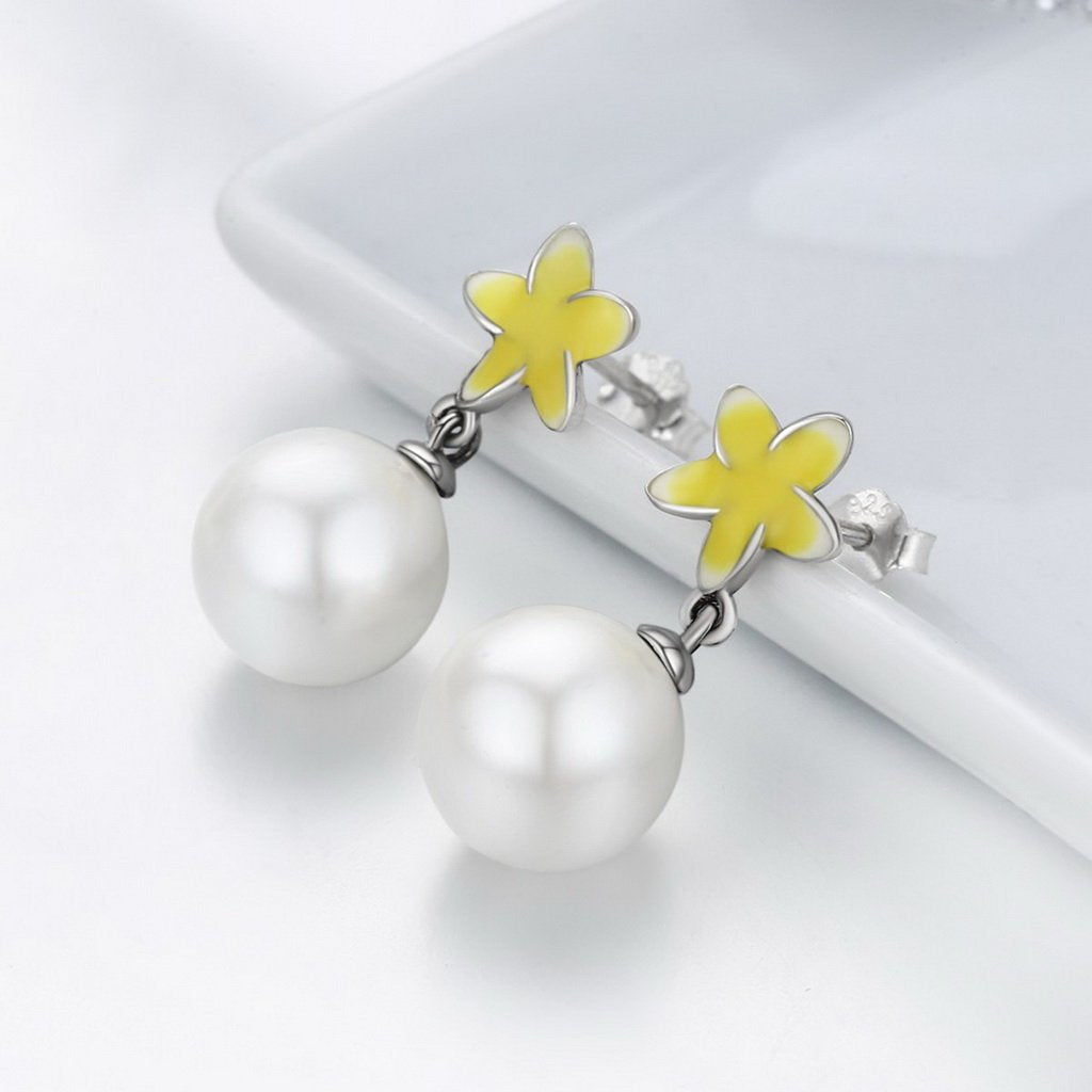PAHALA 925 Sterling Silver Sweet Osmanthus Flower Drop Earrings