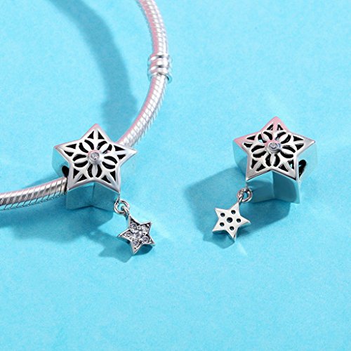 PAHALA 925 Sterling Silver Star Snow with Crystals Charm Bead