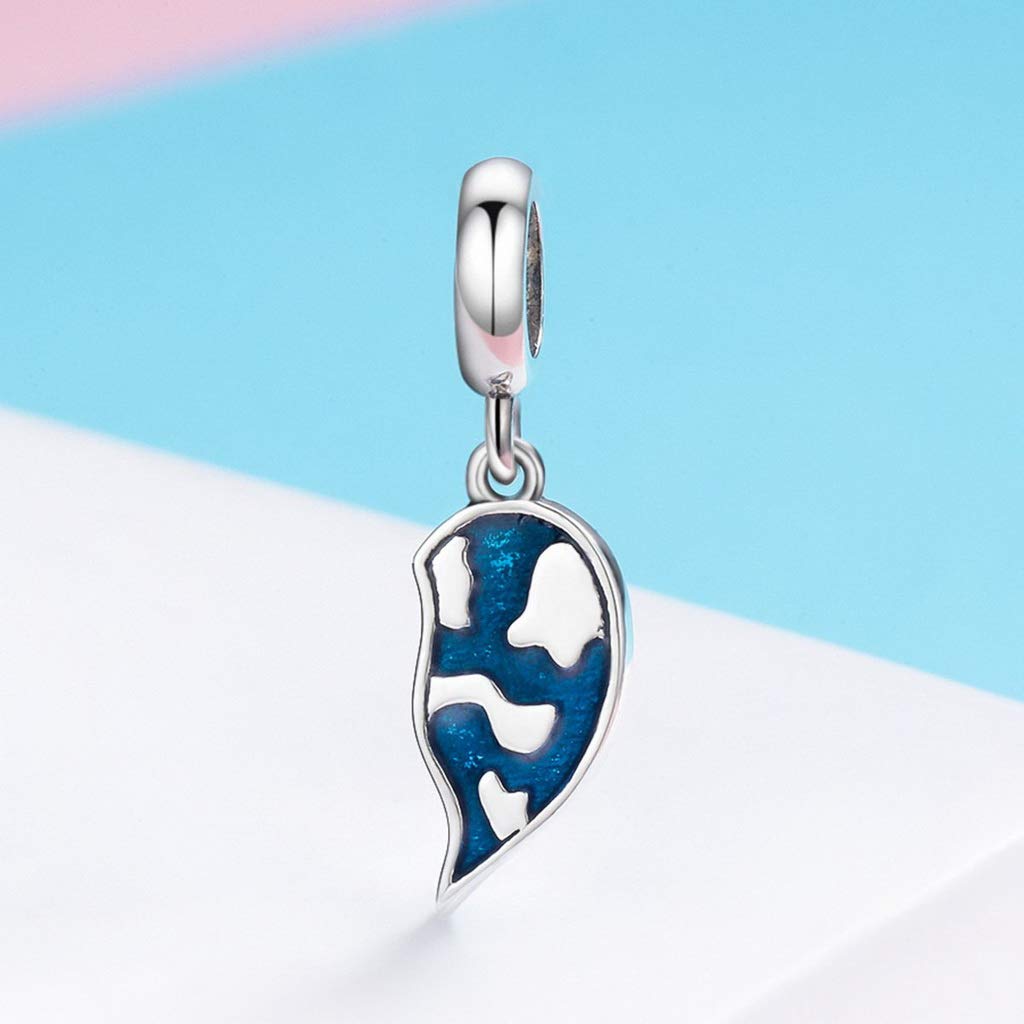 PAHALA 925 Strling Silver Enamel Picture of Earth Heart Charms